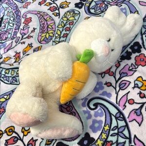 Plush White Bunny with Carrot